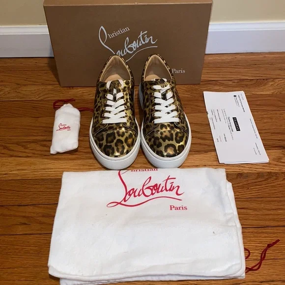 SOLD Christian Louboutin Vieirissima Leopard Printed Leather Sneakers - Picture 6 of 14